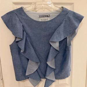 Blue Ruffle Women's Top